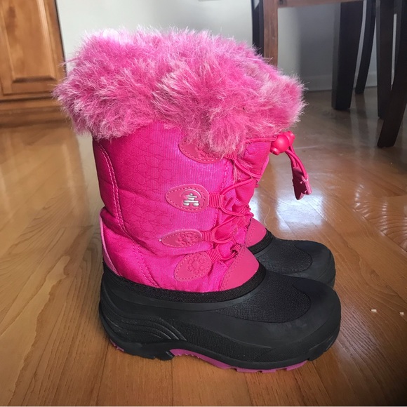 Kamik Other - Kamik Snow Boots snowgypsy faux fur lined pink black girls size 12 winter nylon
